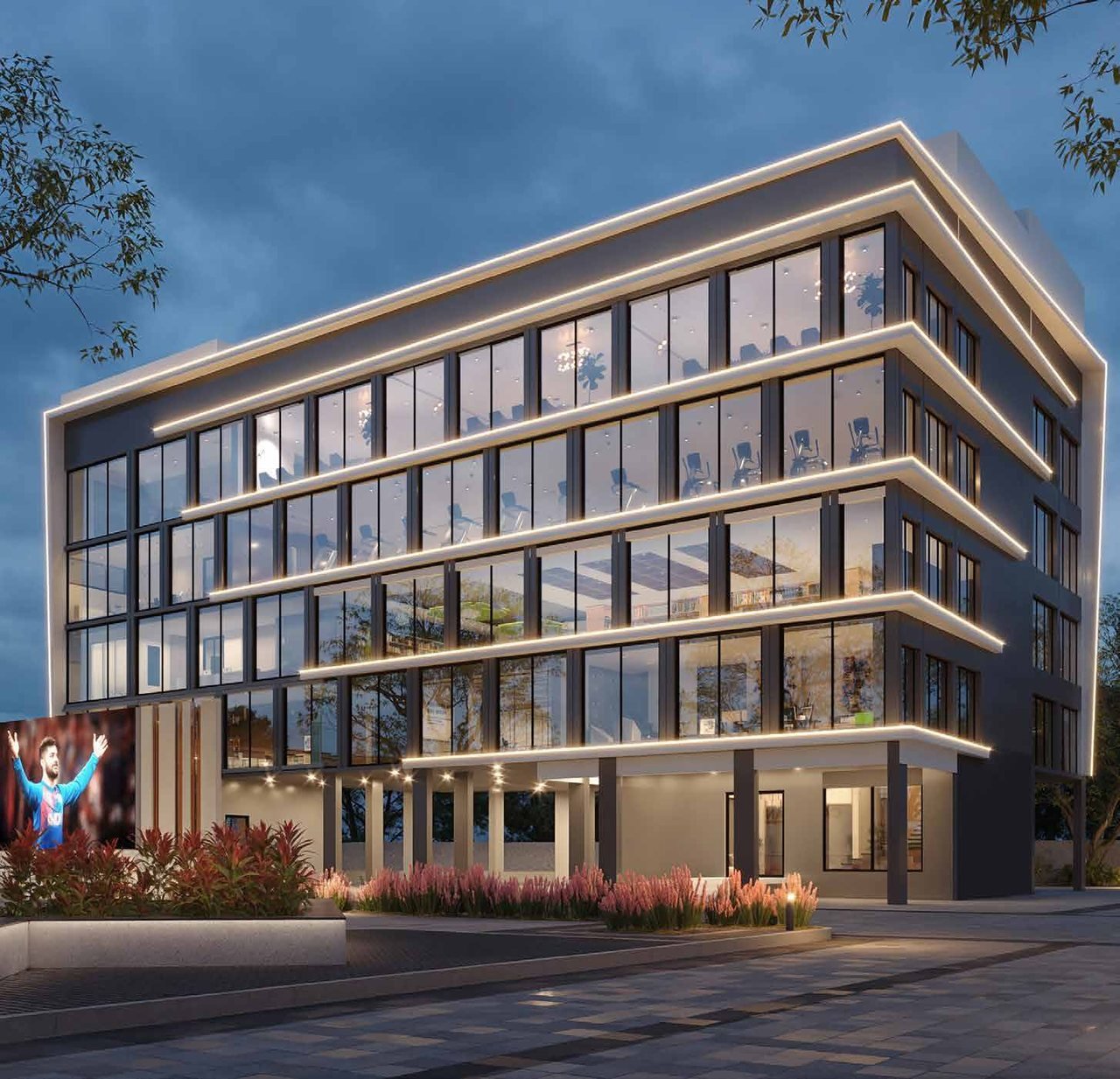Casagrand Vybe clubhouse — multi-storey glass-fronted amenity block